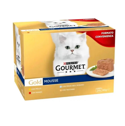 Purina Gourmet Gold Mousse Multipack — Chicken, Beef, Fish & Turkey (24×85g)