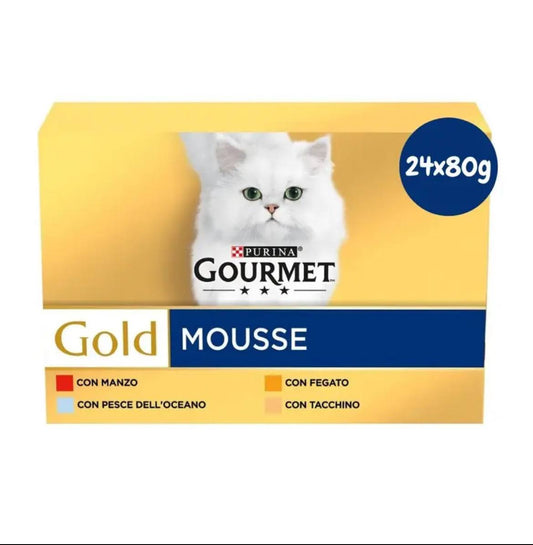 Purina Gourmet Gold Mousse Multipack — Chicken, Beef, Fish & Turkey (24×85g)